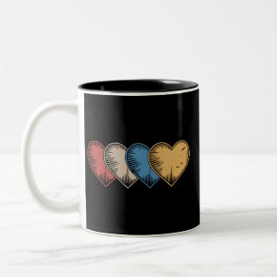 Vintage Hearts Cooles Retro Valentinstag Geschenk Zweifarbige Tasse