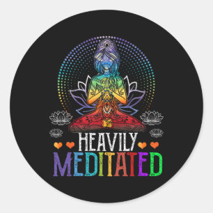 Vintage Heavily Meditiert - Lustige Meditation Und Runder Aufkleber