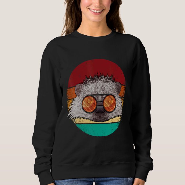 Vintage Hedgehog Face Wildlife Retro Animal Eighti Sweatshirt (Vorderseite)