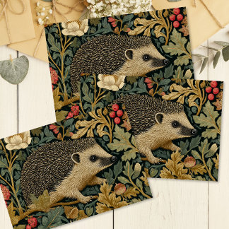 Vintage Hedgehog Forest Floral William Morris  Seidenpapier