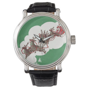 Vintage Heiligabend, Retro Weihnachtsmann im Schli Armbanduhr