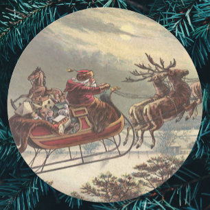 Vintage Heiligabend viktorianischer Weihnachtsmann Runder Aufkleber