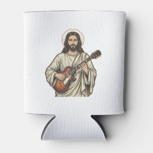 Vintage heilige Gitarristengravur-Shirt-Design_1 Dosenkühler