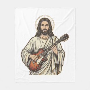 Vintage Heiliger Gitarrist Gravur Shirt Design_1 Fleecedecke
