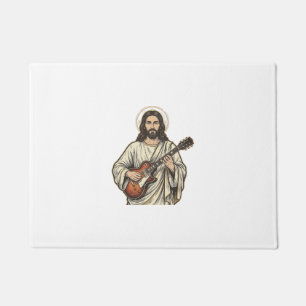 Vintage Heiliger Gitarrist Gravur Shirt Design_1 Fußmatte