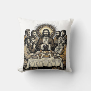 Vintage Heiliges Abendmahl Gravur Religiöse Kunst Kissen