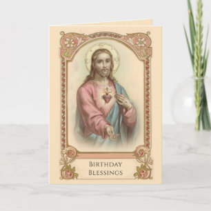 Vintage Heiliges Herz Jesu religiöser Geburtstag Karte