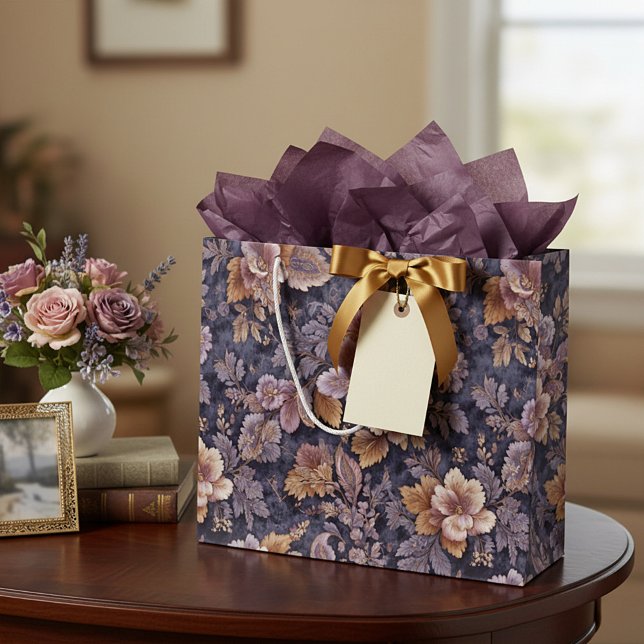 Vintage Heirloom Petals purple floral Große Geschenktüte (Von Creator hochgeladen)