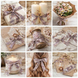 Vintage Heirloom Petals purple floral Satinband