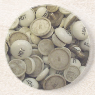 Vintage heiße und kalte Porzellan-Griffe Getränkeuntersetzer