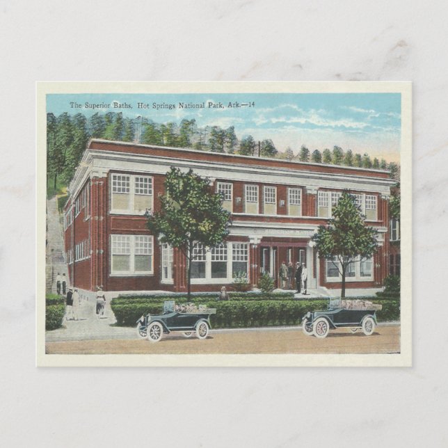 Vintage Heißfedern Arkansas Postkarte (Vorderseite)