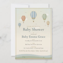 Vintage-Heißluftballon-Baby-Shower-Einladung