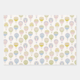 Vintage Heißluftballon & Häschen Wiese Kinderzimme Geschenkpapier Set