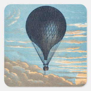 Vintage Heißluftballon Himmel Kinderzimmer Kunst Quadratischer Aufkleber