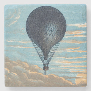Vintage Heißluftballon Himmel Kinderzimmer Kunst Steinuntersetzer