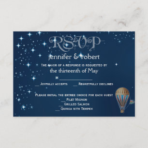 Vintage Heißluftballon-Hochzeitskarte RSVP Karte
