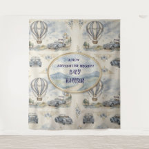 Vintage Heißluftballon-Junge-Baby-Shower-Hintergru