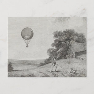 Vintage-Heißluftballon-Kunstzeichnung Postkarte