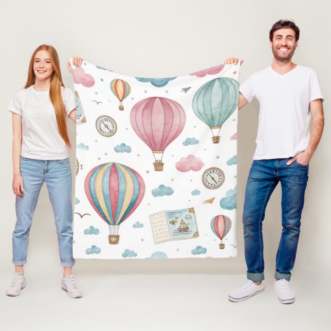 Vintage-Heißluftballon-Muster (1) Fleecedecke (Beispiel)