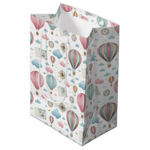 Vintage-Heißluftballon-Muster (1) Mittlere Geschenktüte