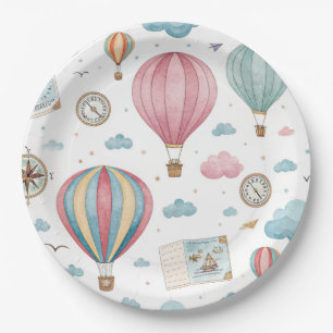 Vintage-Heißluftballon-Muster (1) Pappteller