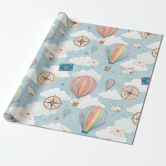 Vintage-Heißluftballon-Muster (2) Geschenkpapier (Ungerollt)