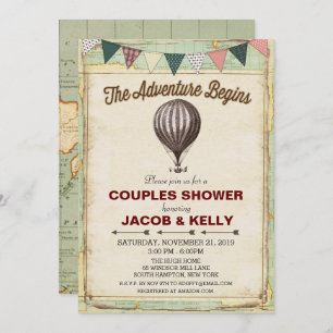Vintage Heißluftballon Paare Dusche Einladung
