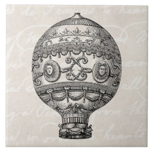 Vintage-Heißluftballon Retro-Luftschiff Alte Ballo Fliese
