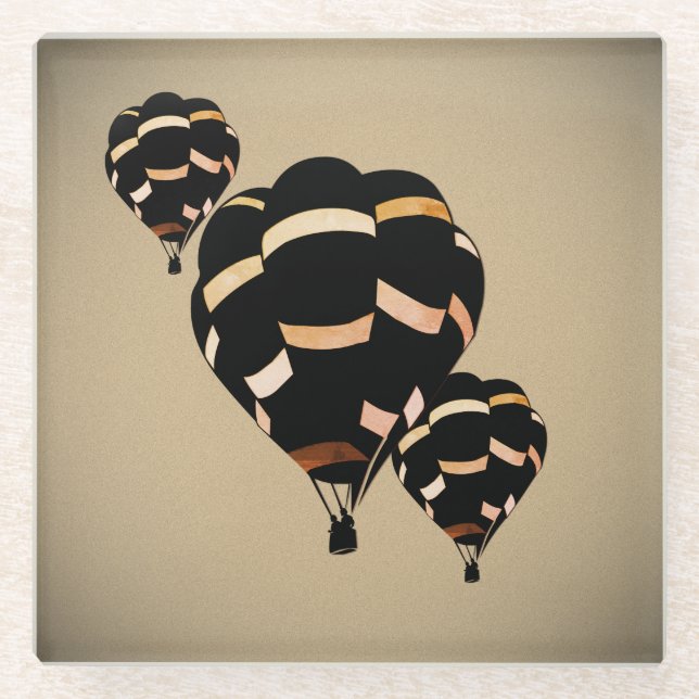 Vintage Heißluftballons Glasuntersetzer (Vorderseite)