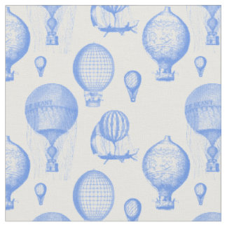 Vintage-Heißluftballons in Kornblumenblau Stoff