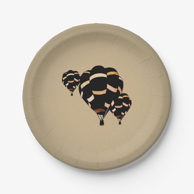 Vintage Heißluftballons Pappteller (Vorderseite)