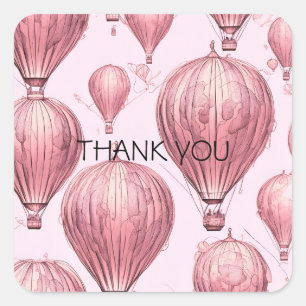 Vintage Heißluftballons Quadratischer Aufkleber