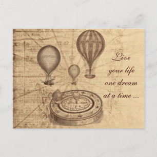 Vintage Heißluftballons - Steampunk Postkarte