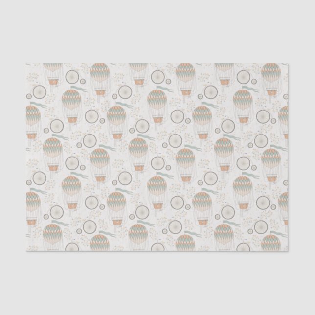 Vintage Heißluftballons und Dreiräder aus Weiß Seidenpapier (Vorderseite)