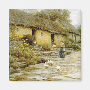 Vintage Helen Allingham Irisches Cottage Magnet