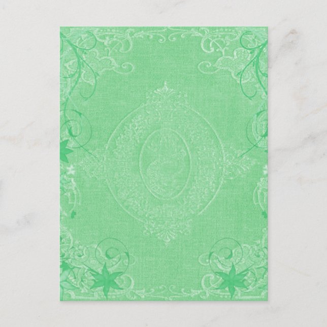 Vintage, hellgrüne, antike Buchdecke Postkarte (Vorderseite)