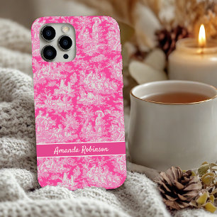 Vintage hellrosa Toile de Jouy gedruckt iPhone 16 Hülle