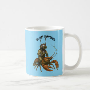 Vintage-Helmtaucher reitet auf einem riesigen Flus Kaffeetasse
