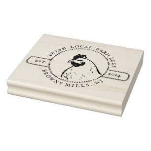 VINTAGE HEN-Holz-Briefmarke Frische Eier Gummistempel