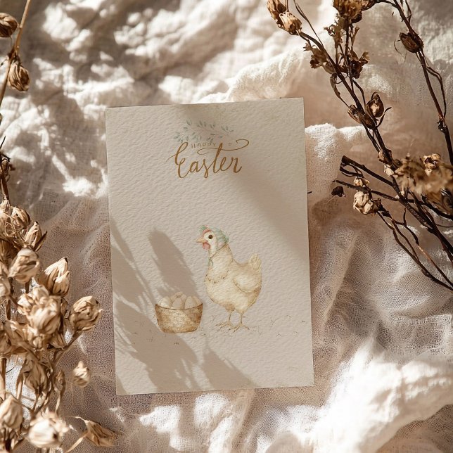 Vintage Henne- und Eierlandwirtschaft Feiertagspostkarte (Von Creator hochgeladen)