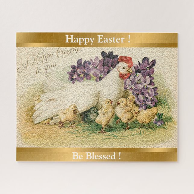 Vintage Hennen und Hühner Ostern Puzzle (Horizontal)
