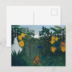 Vintage Henri Rousseau Dschungel Löwe Berühmte Kun Postkarte