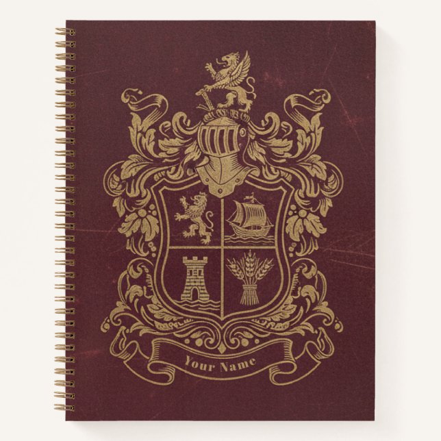 Vintage Heraldic Crest & Noble Shield Journal Notizbuch (Vorderseite)