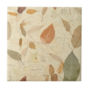 Vintage Herbarium gepresste Blätter Braun Gold Oli Fliese