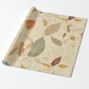 Vintage Herbarium gepresste Blätter Braun Gold Oli Geschenkpapier
