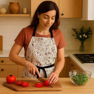 Vintage Herbarium Pressed Flower Botanical Kitchen Schürze
