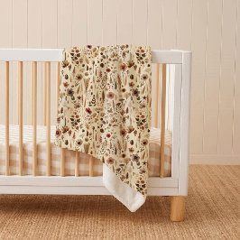 Vintage Herbarium Pressed Flower Cozy Sherpa  Sherpadecke