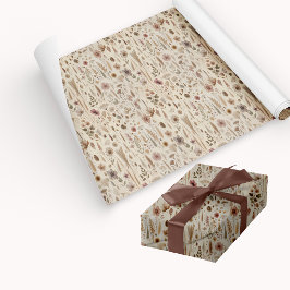 Vintage Herbarium Pressed Flower Gift Wrap Paper Geschenkpapier