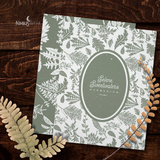 Vintage-Herbarium-Seitentitel in Salbeigrün