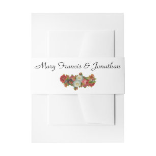 Vintage Herbst-Blume Korallenroter Hochzeit Einladungsbanderole